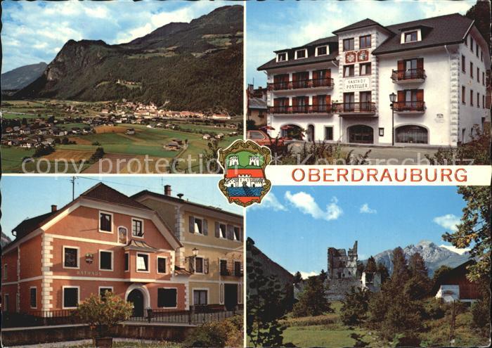 Oberdrauburg Kaernten Pontiller-Haus Marktplatz Ruine Hohenburg mit Hochstadel