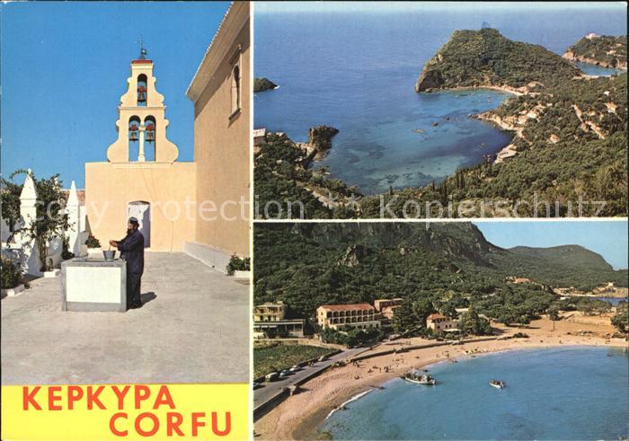 Korfu Corfu Kirche Strand Fliegeraufnahme