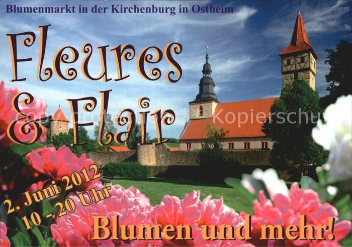 Ostheim Haut Rhin Elsass Blumenmarkt in der Kirchenburg