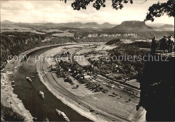 Bastei Saechsische Schweiz Blick von der Bastei auf Elbe