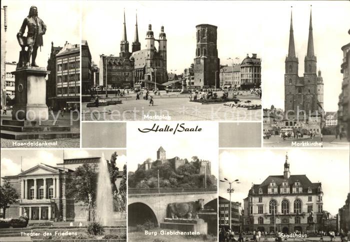 Halle Saale Marktkirche Marktplatz Stadthaus Burg-Giebichenstein Haendeldenkmal