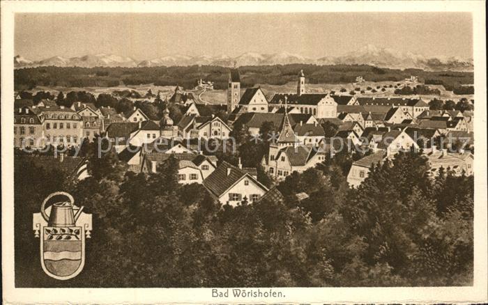 Bad Woerishofen Blick ueber die Stadt Alpenkette