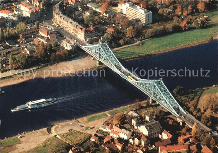 DRESDEN Elbe Elbebruecke Blaue Wunder Fliegeraufnahme