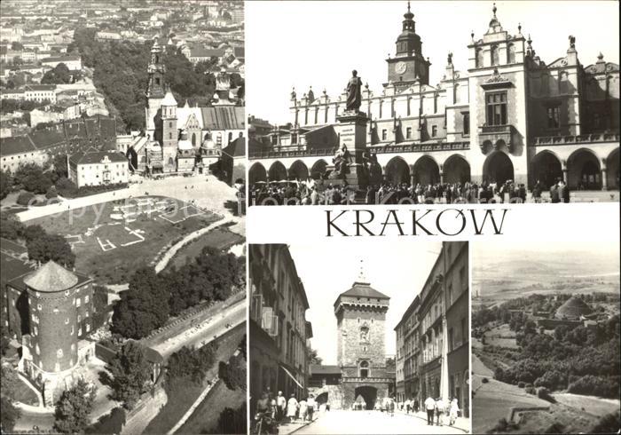 Krakow Krakau Wawel Sukiennice i pomnik Adama Mickiewicza Brama Florianska Kopie