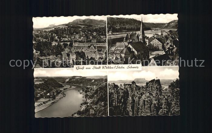 Wehlen Sachsen Ortsansicht mit Kirche Elbtal Elbsandsteingebirge