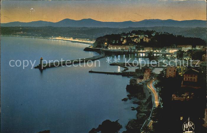 Nice Alpes Maritimes Vue generale de nuit Port Cote d Azur