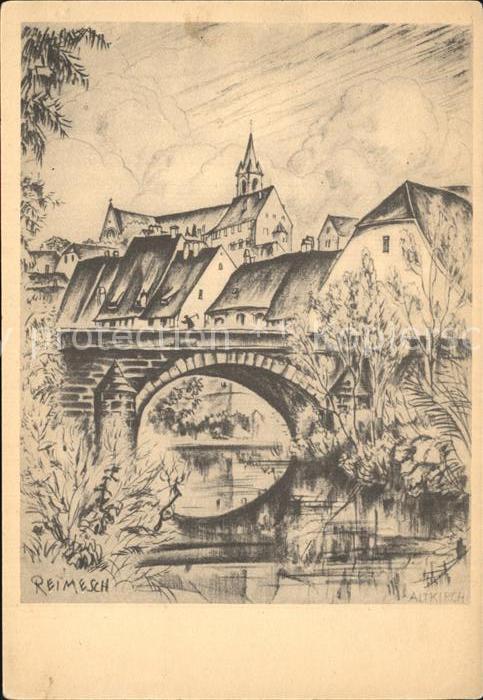 Altkirch Elsass Alte Hauptstadt des Sundgaus Rote Bruecke Kuenstlerkarte Reimesc