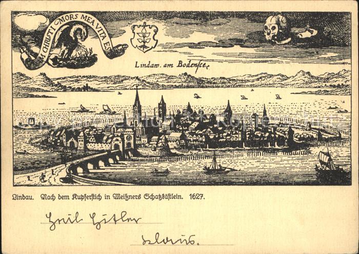 Lindau Bodensee nach Kupferstich in Meissners Schatzkaestlein 1627 Kuenstlerkart