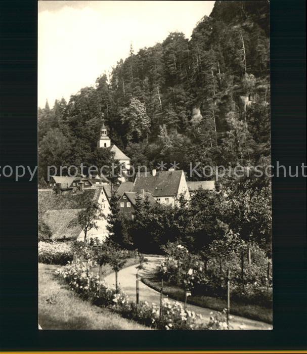 Oybin Sachsen Teilansicht mit Kirche am Berg Oybin Zittauer Gebirge
