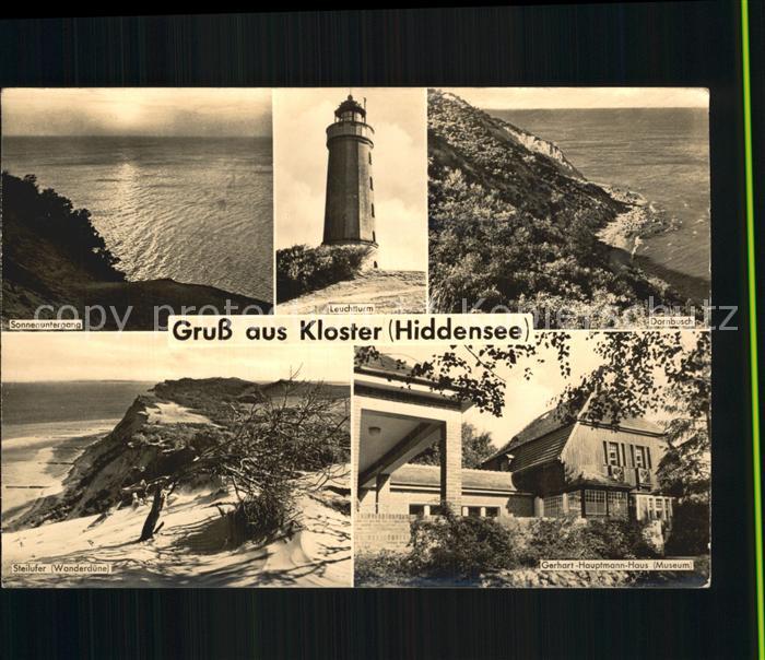 Kloster Hiddensee Sonnenuntergang Kueste Leuchtturm Dornbusch Gerhart Hauptmann