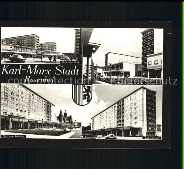 Karl-Marx-Stadt Rosenhof Markt Haushaltbasar Tanzbar Kosmos Ladenstrasse Rathaus