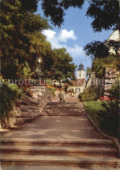 Bad Bellingen Treppe mit Blick zur Kirche Thermalkurort Markgraeflerland