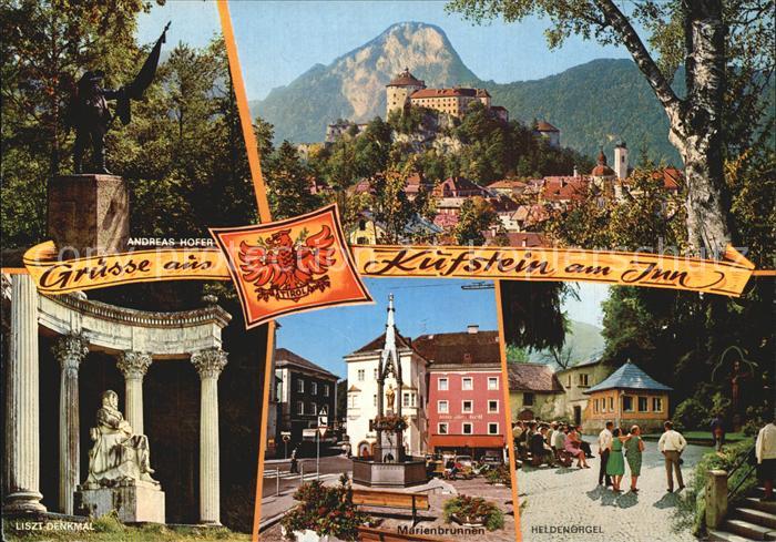 Kufstein Tirol Heldenorgel Liszt Denkmal Marienbrunnen Andreas Hofer Denkmal
