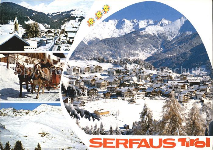 Serfaus Tirol Teilansicht Pferdeschlitten