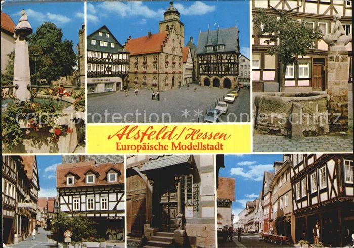 Alsfeld Brunnen Fachwerkhaeuser Marktplatz