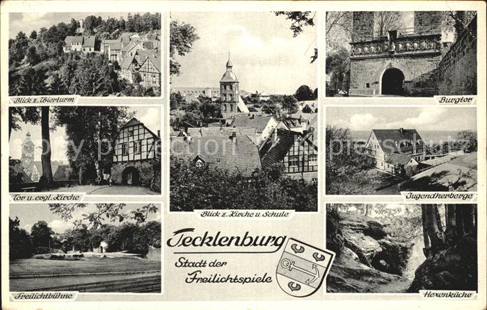 Tecklenburg Steinfurt NRW Wierturm Tor und ev Kirche Freilichtbuehne Schule Burg