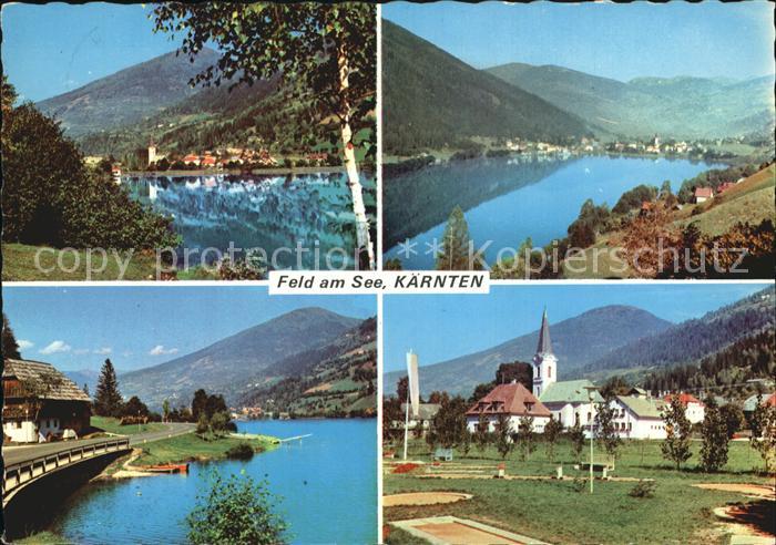 Feld See Seepanorama Kirche Minigolf