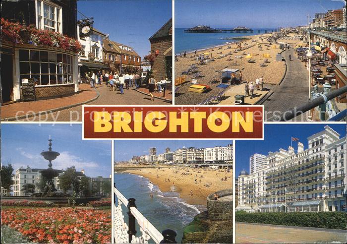 Brighton East Sussex Seebad Strassenpartie Strand Promenade Hotels