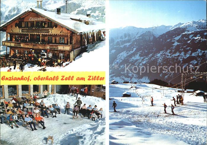 Zell Ziller Tirol Alpengasthof Enzianhof Terrasse Skilift