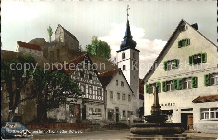 Pottenstein Oberfranken Marktplatz Brunnen Kirche Luftkurort