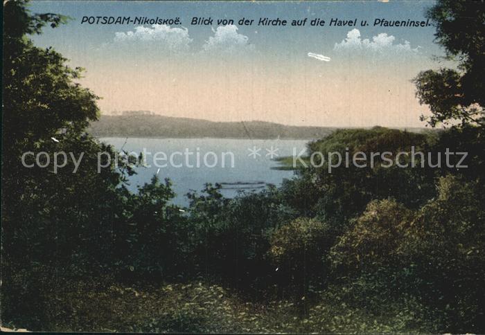 Nikolskoe Berlin Blick von der Kirche auf Havel und Pfaueninsel