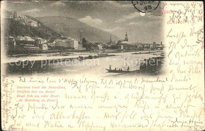 Heidelberg Neckar Blick ueber den Fluss zum Schloss