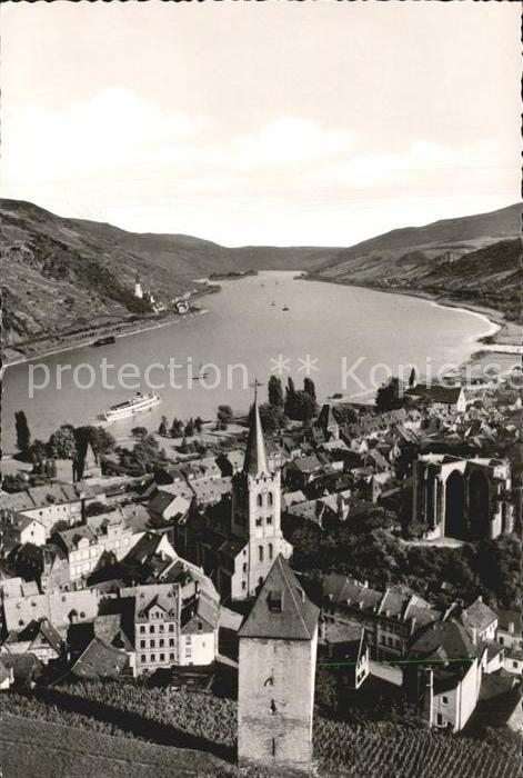 Bacharach Rhein Ortsansicht mit Kirche Wernerkapelle Ruine