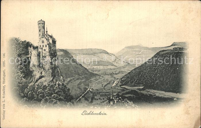 Lichtenstein Wuerttemberg Panorama mit Schloss