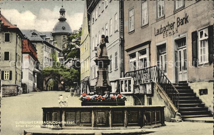 Laubach Hessen Alter Brunnen mit Schloss