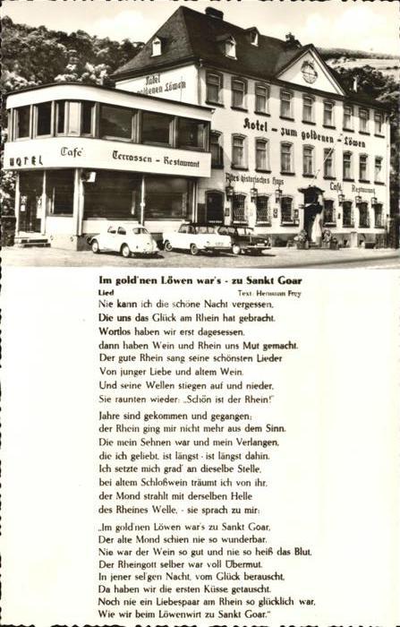 St Goar Hotel zum goldenen Loewen Restaurant Gedicht
