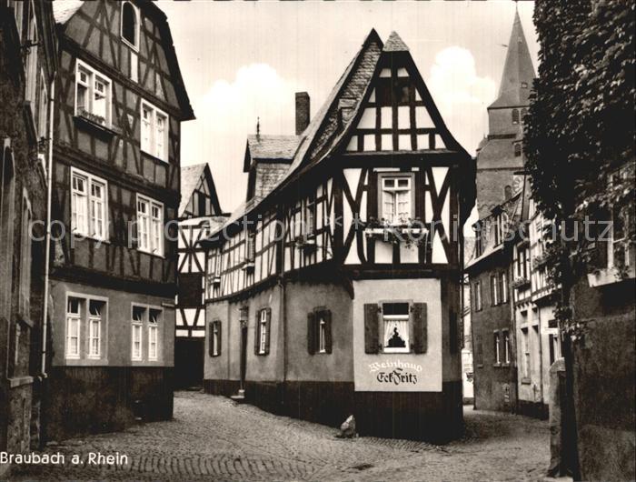 Braubach Rhein Altstadt Weinhaus Fachwerkhaeuser