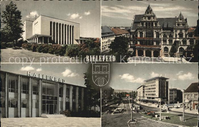 BIELEFELD  CITY Gebaeude Hallenbad Rathaus Strassenpartie