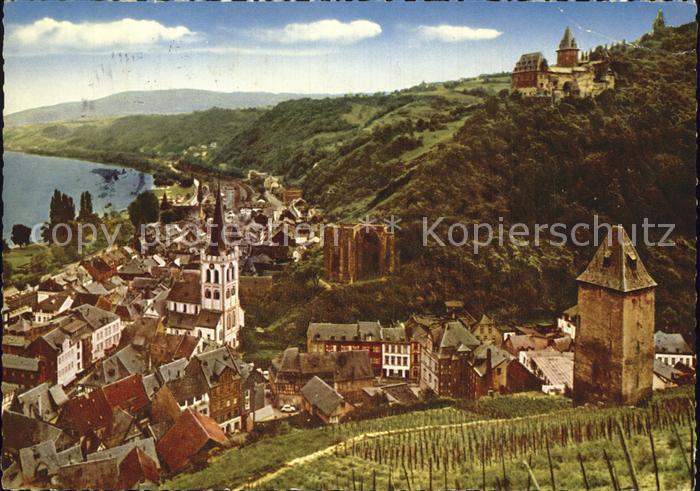 Bacharach Rhein Ortsansicht mit Kirche Turm Wernerkapelle Ruine