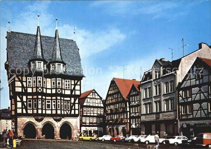 Alsfeld Blick zum Rathaus Fachwerkhaeuser