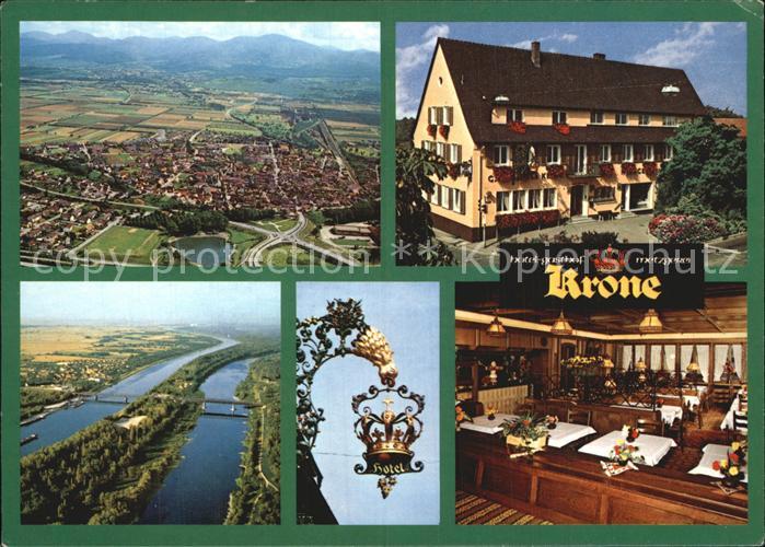 Neuenburg Rhein Hotel Gasthof zur Krone Schild Schwarzwald Fliegeraufnahme