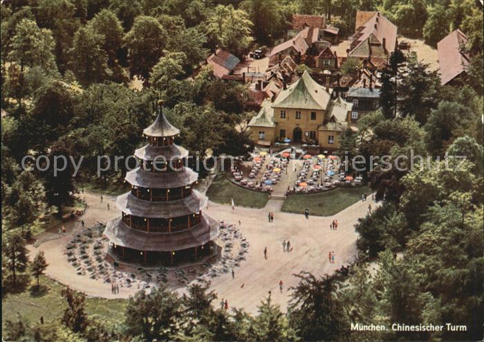 Muenchen Bayern Chinesischer Turm Fliegeraufnahme