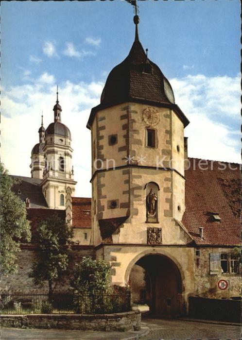 Schoental Jagst Kloster Klostertor und Kirchtuerme