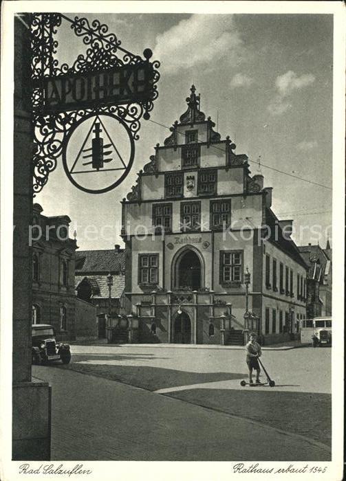 Bad Salzuflen Rathaus erbaut 1545 Giebel Schild Kupfertiefdruck