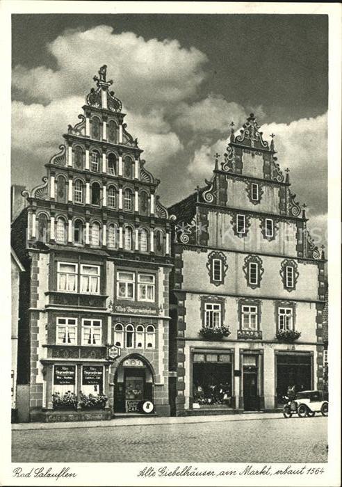 Bad Salzuflen Alte Giebelhaeuser am Markt erbaut 1564 Kupfertiefdruck