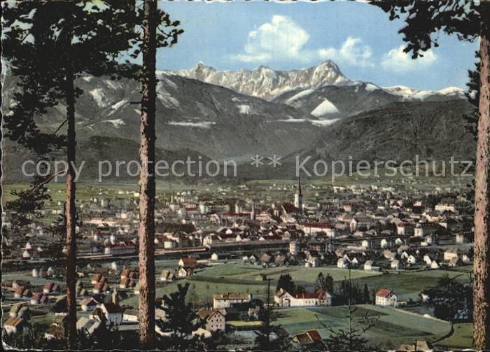 Villach Kaernten Panorama mit Mangert Julische Alpen