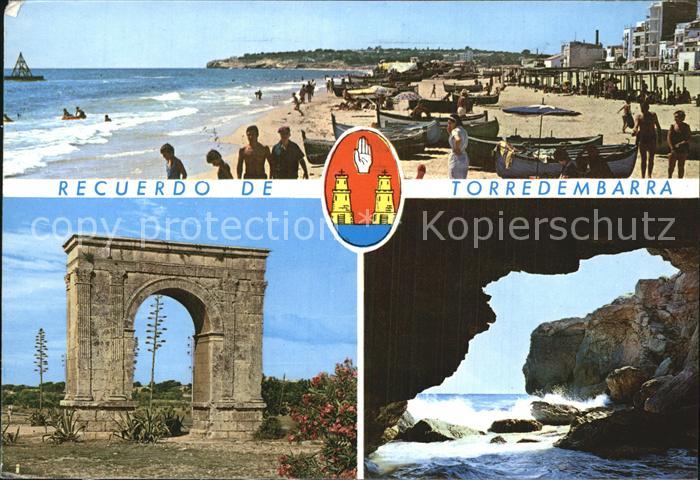 Torredembarra Strand Ruine Felsenkueste Brandung