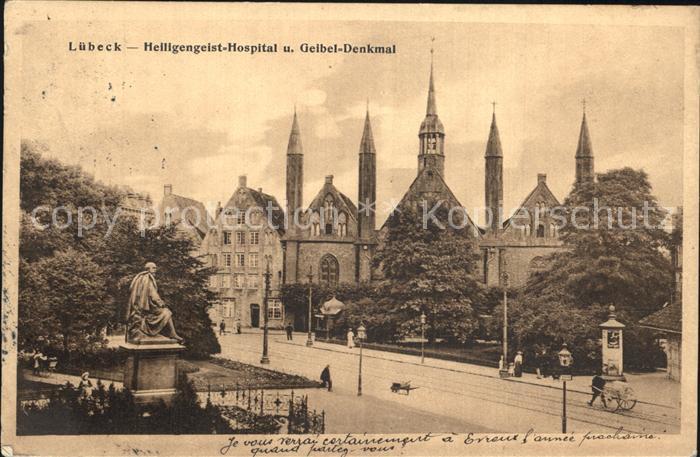 LueBECK  CITY Heiligengeist-Hospital und Geibel-Denkmal
