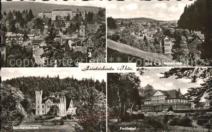 Friedrichroda Teilansicht Blick von der Waldstrasse Reinhardsbrunn Parkhotel