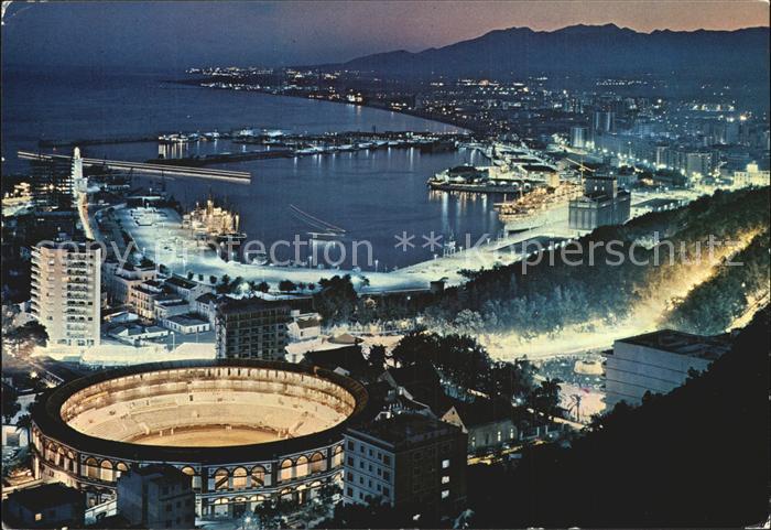 Malaga Andalucia Vista aerea parcial de noche