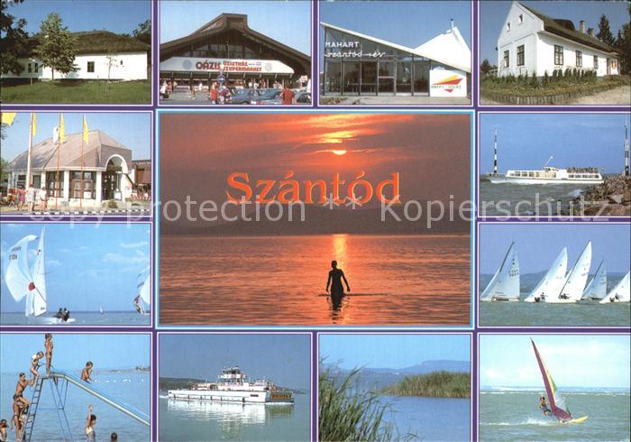 Szantod Strand Hotels Segeln Fahrgastschiffe Sonnenuntergang Surfen