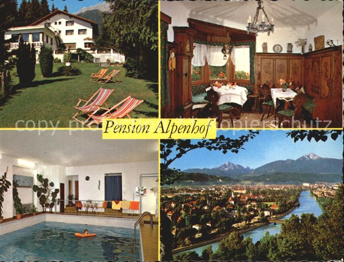Innsbruck Pension Alpenhof Gastraum Hallenbad Panorama