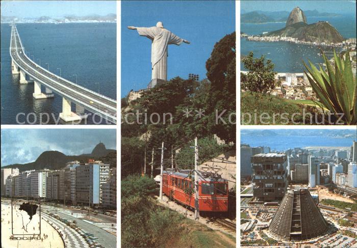 Rio de Janeiro Costa e Silva Bridge Lemes Beach Corcovads Trancar and Christ Red
