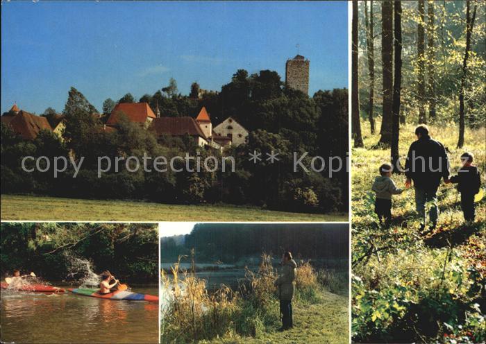 Pappenheim Mittelfranken Teilansicht Burg Kanu Angeln Waldspaziergang