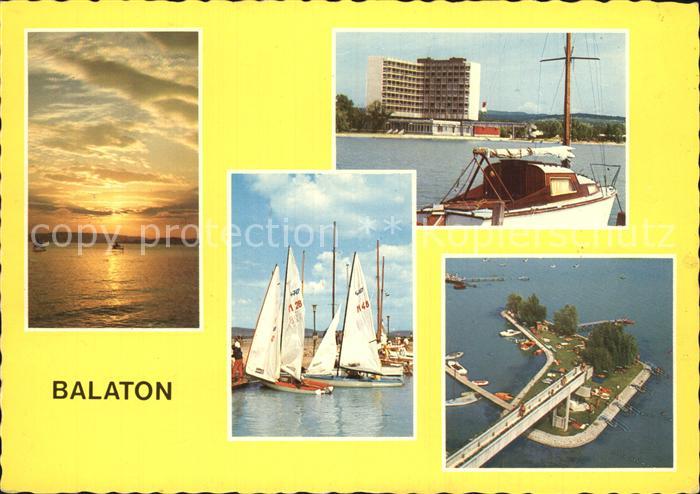 Balaton Plattensee Segelboote Luftaufnahme Abendstimmung