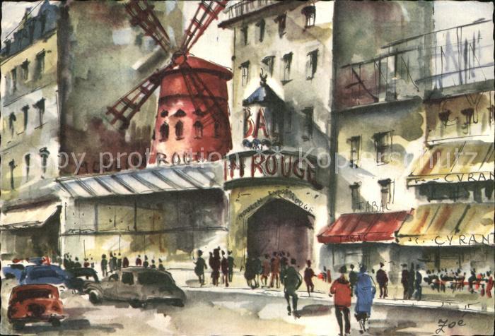 Paris Pigalle Moulin Rouge Kuenstlerkarte